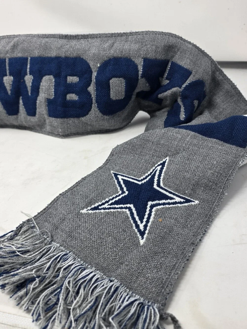 Dallas Cowboys Reversible Scarf Adult One Size Blue Gray NFL Football (Read)